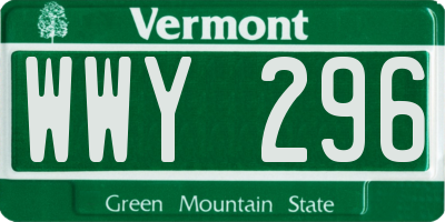 VT license plate WWY296