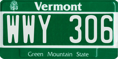 VT license plate WWY306