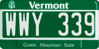 VT license plate WWY339