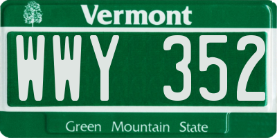VT license plate WWY352