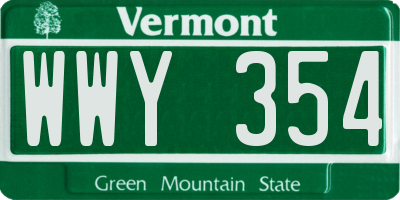 VT license plate WWY354