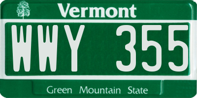VT license plate WWY355