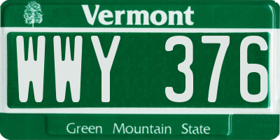 VT license plate WWY376