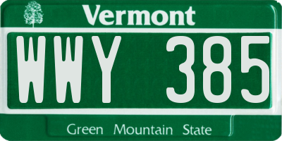 VT license plate WWY385