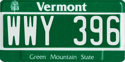 VT license plate WWY396