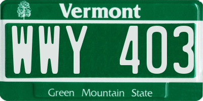 VT license plate WWY403