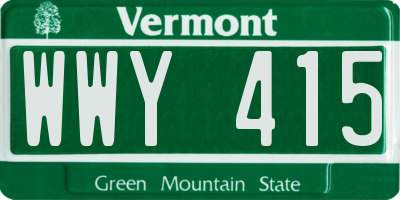 VT license plate WWY415