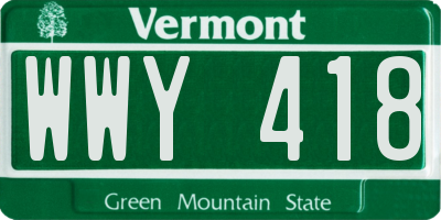 VT license plate WWY418