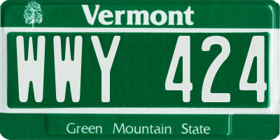 VT license plate WWY424