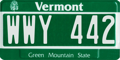 VT license plate WWY442