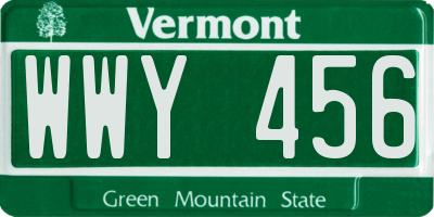 VT license plate WWY456