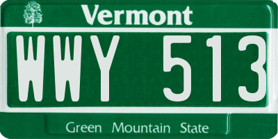 VT license plate WWY513