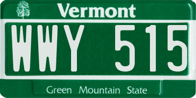 VT license plate WWY515