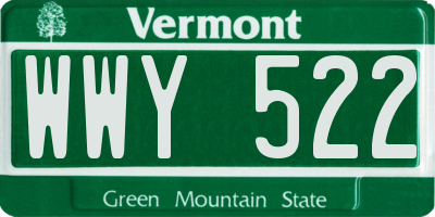 VT license plate WWY522