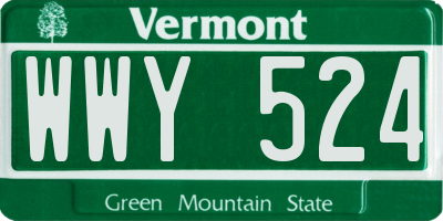 VT license plate WWY524
