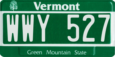 VT license plate WWY527