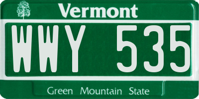VT license plate WWY535