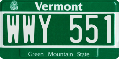 VT license plate WWY551