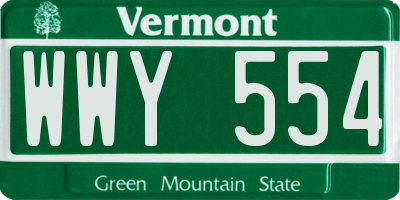VT license plate WWY554