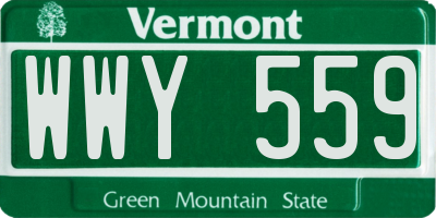 VT license plate WWY559