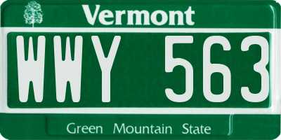 VT license plate WWY563