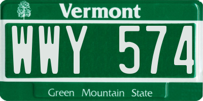 VT license plate WWY574