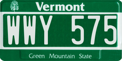 VT license plate WWY575