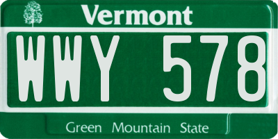 VT license plate WWY578