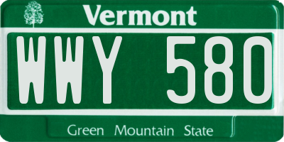 VT license plate WWY580