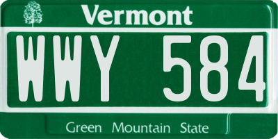 VT license plate WWY584