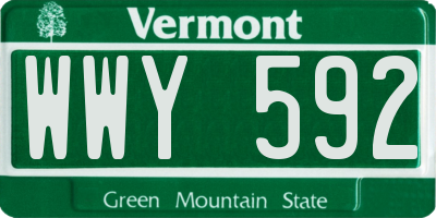 VT license plate WWY592
