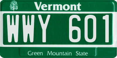 VT license plate WWY601