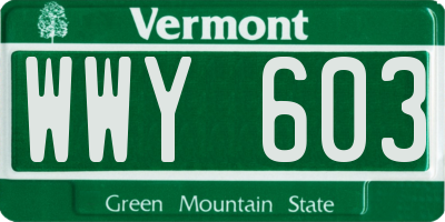 VT license plate WWY603