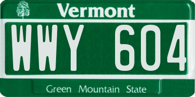 VT license plate WWY604