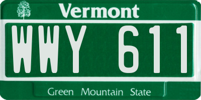 VT license plate WWY611
