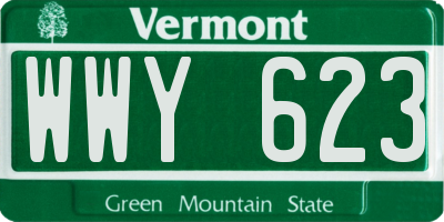 VT license plate WWY623
