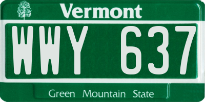 VT license plate WWY637