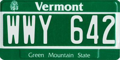 VT license plate WWY642