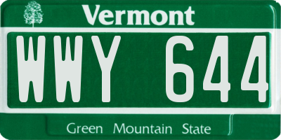 VT license plate WWY644
