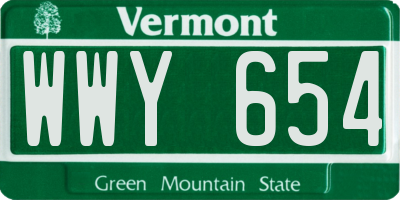 VT license plate WWY654