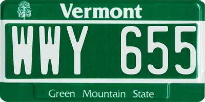 VT license plate WWY655