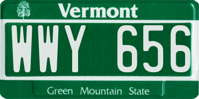 VT license plate WWY656