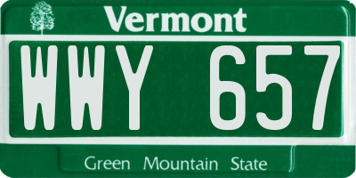 VT license plate WWY657