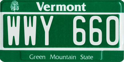 VT license plate WWY660