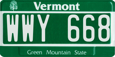 VT license plate WWY668