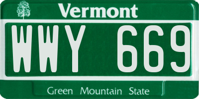 VT license plate WWY669