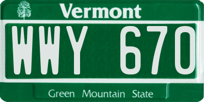 VT license plate WWY670
