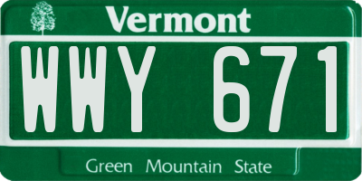 VT license plate WWY671