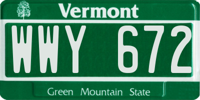VT license plate WWY672