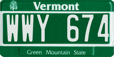 VT license plate WWY674